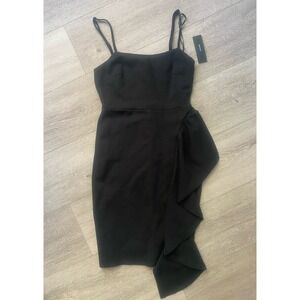 NWT Lulus Black‎ Knee Length Ruffle Dress Size Small